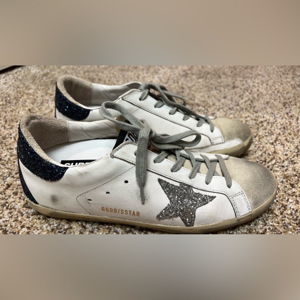 Golden Goose Women’s sneakers silver navy sparkly size 40. - Picture 2 of 11